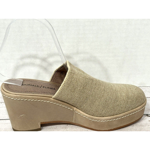 Donald J. Pilner Clogs Beige Tan Mules Wedge Shoes Size 7M - Picture 7 of 16